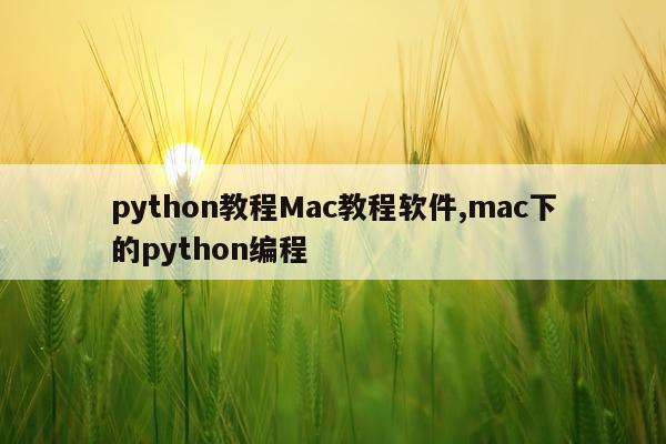 python教程Mac教程软件,mac下的python编程
