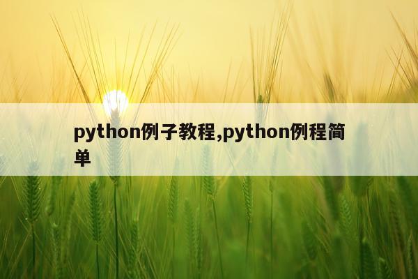 python例子教程,python例程简单