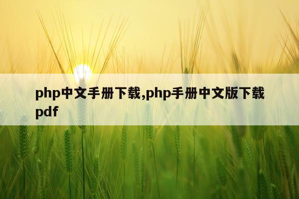 php中文手册下载,php手册中文版下载pdf