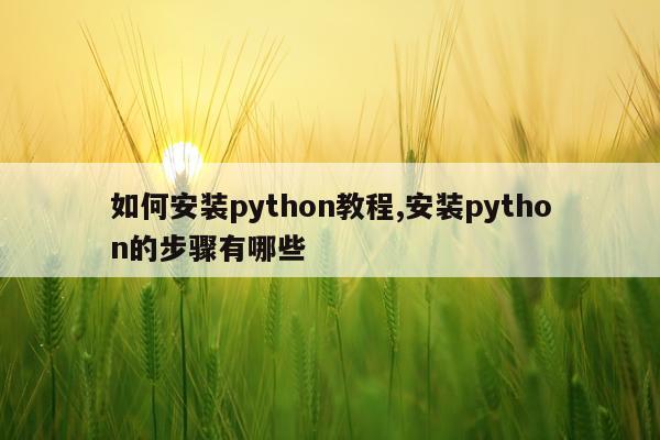 如何安装python教程,安装python的步骤有哪些