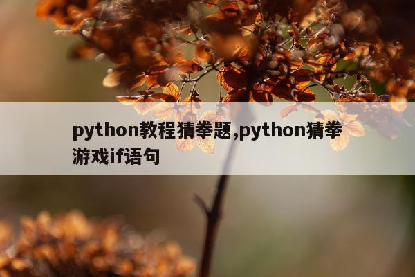 python教程猜拳题,python猜拳游戏if语句