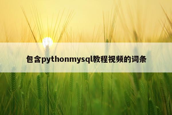 包含pythonmysql教程视频的词条