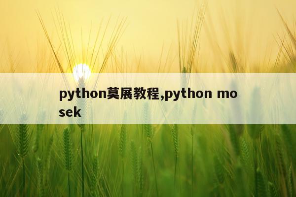 python莫展教程,python mosek