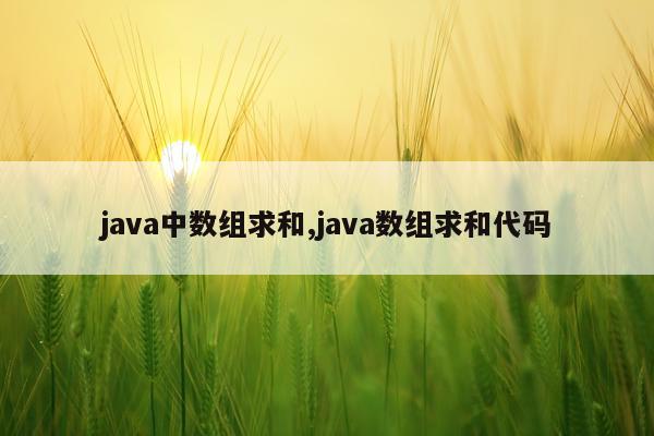 java中数组求和,java数组求和代码