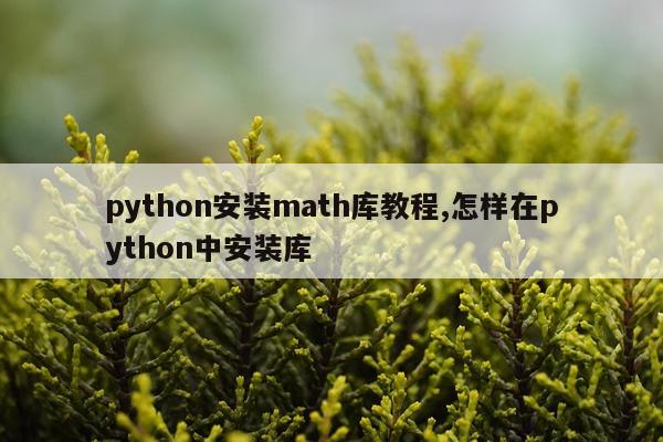 python安装math库教程,怎样在python中安装库