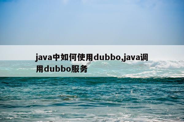 java中如何使用dubbo,java调用dubbo服务