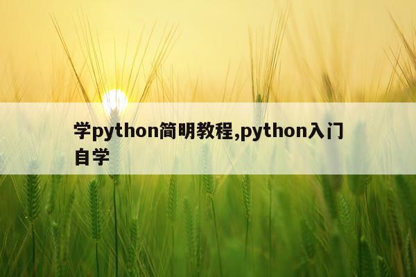 学python简明教程,python入门自学