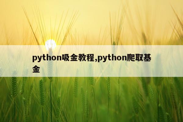 python吸金教程,python爬取基金