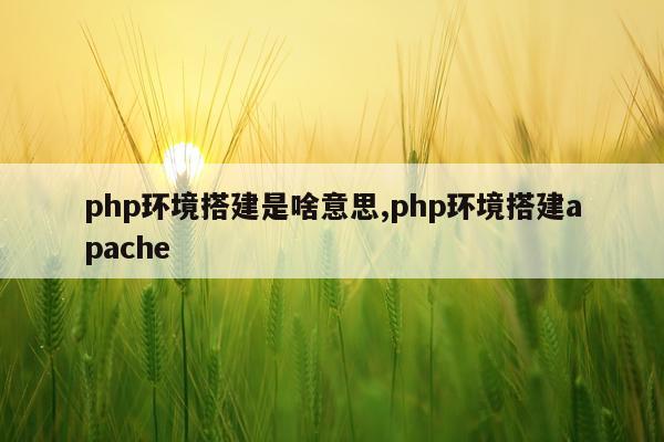 php环境搭建是啥意思,php环境搭建apache