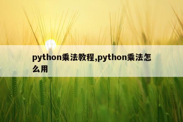 python乘法教程,python乘法怎么用