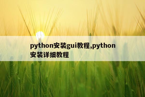 python安装gui教程,python安装详细教程