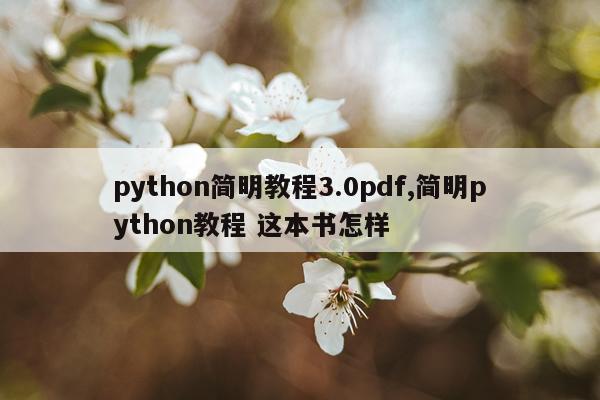 python简明教程3.0pdf,简明python教程 这本书怎样