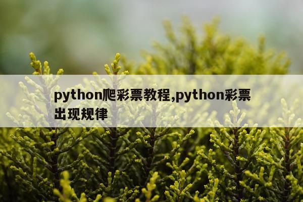 python爬彩票教程,python彩票出现规律