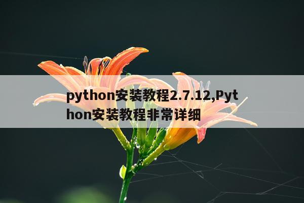 python安装教程2.7.12,Python安装教程非常详细
