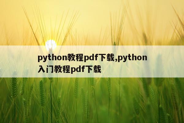 python教程pdf下载,python入门教程pdf下载