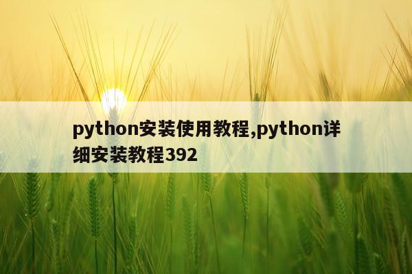 python安装使用教程,python详细安装教程392