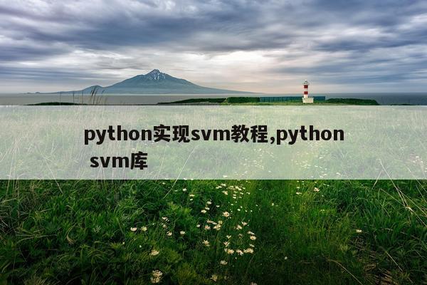 python实现svm教程,python svm库
