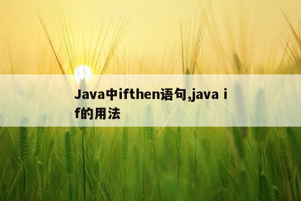Java中ifthen语句,java if的用法