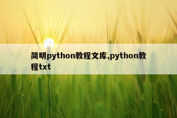 简明python教程文库,python教程txt