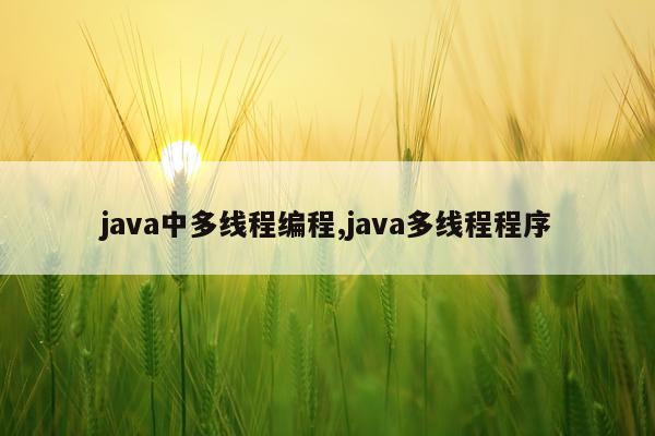 java中多线程编程,java多线程程序