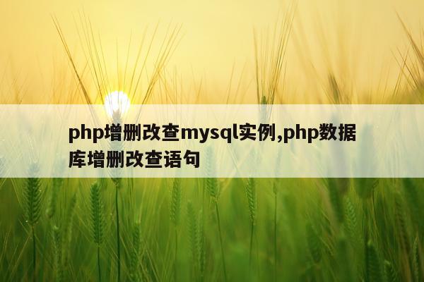 php增删改查mysql实例,php数据库增删改查语句