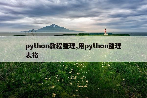 python教程整理,用python整理表格