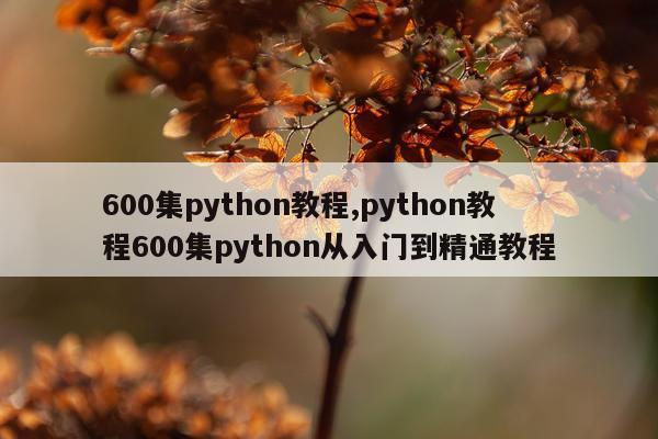 600集python教程,python教程600集python从入门到精通教程