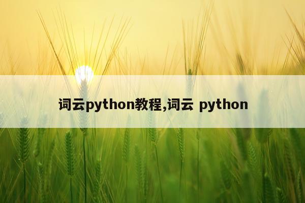 词云python教程,词云 python