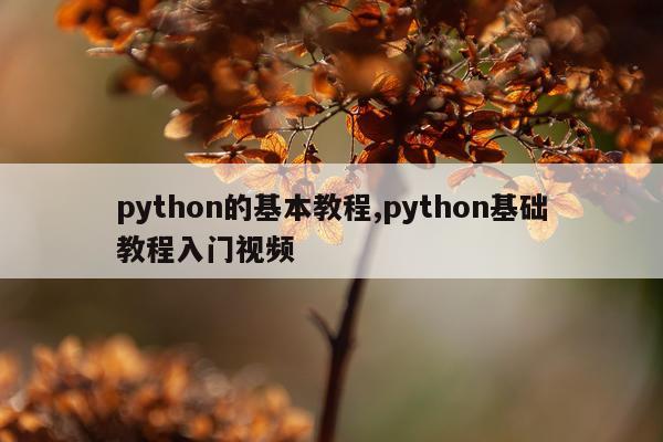 python的基本教程,python基础教程入门视频