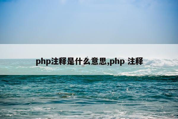 php注释是什么意思,php 注释