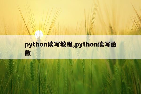 python读写教程,python读写函数