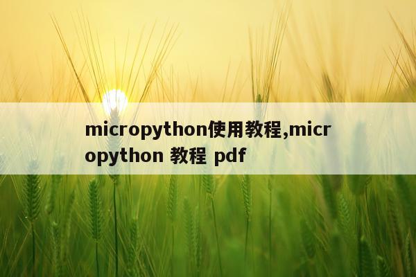 micropython使用教程,micropython 教程 pdf