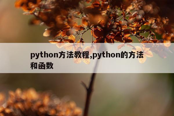 python方法教程,python的方法和函数