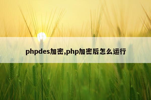 phpdes加密,php加密后怎么运行