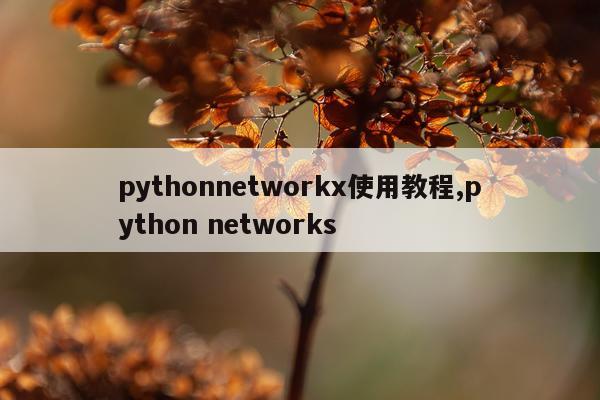 pythonnetworkx使用教程,python networks
