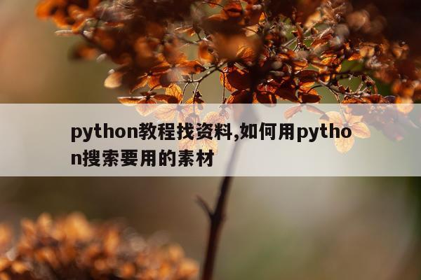 python教程找资料,如何用python搜索要用的素材