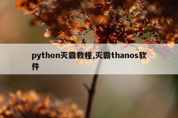 python灭霸教程,灭霸thanos软件