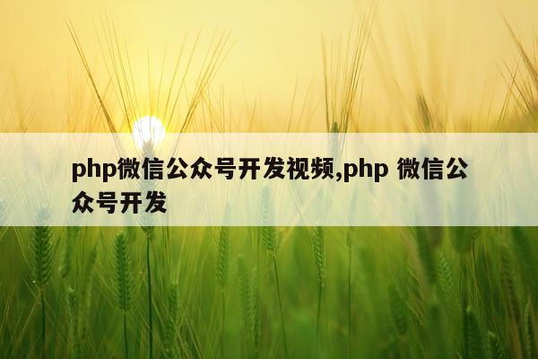 php微信公众号开发视频,php 微信公众号开发