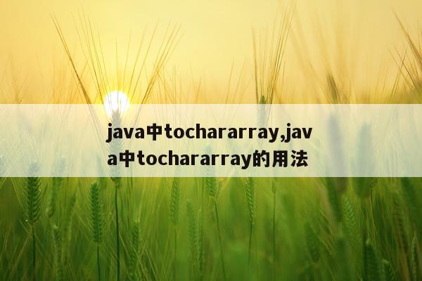 java中tochararray,java中tochararray的用法