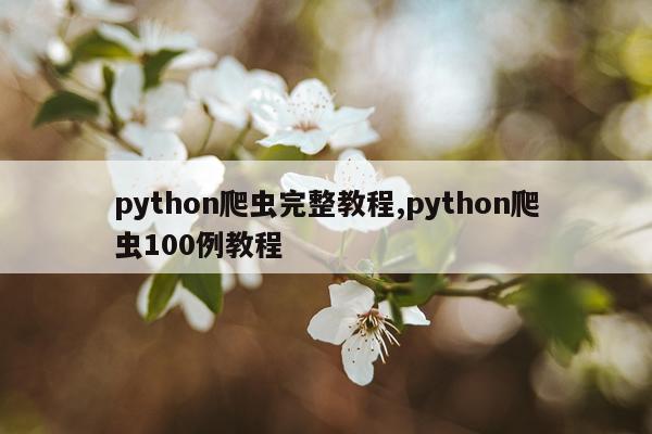 python爬虫完整教程,python爬虫100例教程