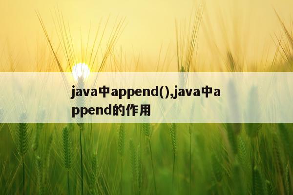 java中append(),java中append的作用