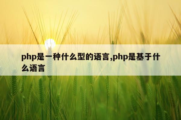php是一种什么型的语言,php是基于什么语言