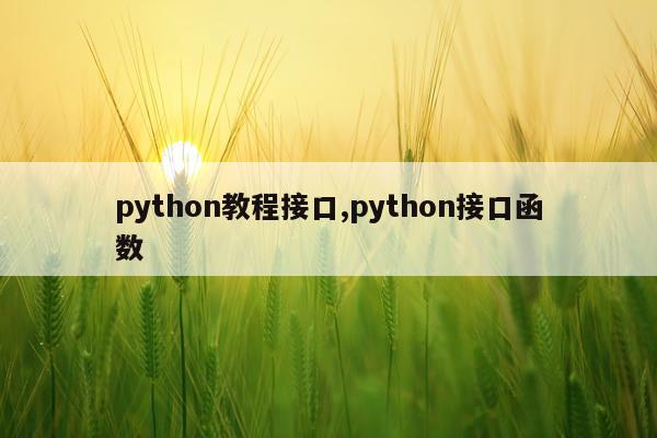 python教程接口,python接口函数