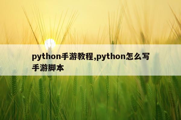 python手游教程,python怎么写手游脚本
