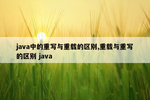 java中的重写与重载的区别,重载与重写的区别 java