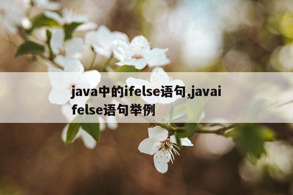 java中的ifelse语句,javaifelse语句举例