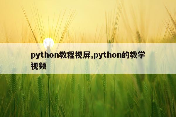 python教程视屏,python的教学视频