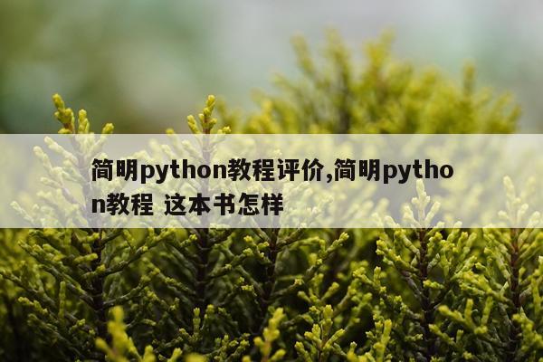 简明python教程评价,简明python教程 这本书怎样