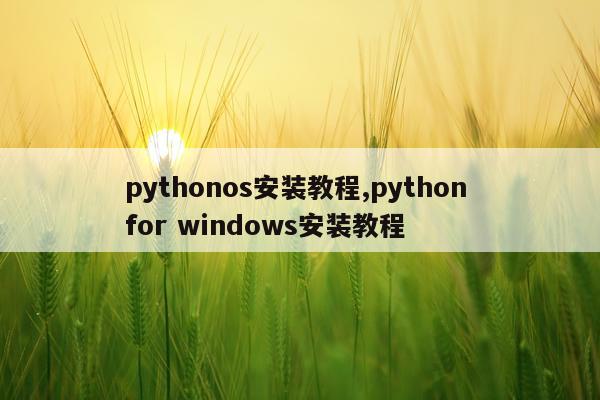 pythonos安装教程,python for windows安装教程