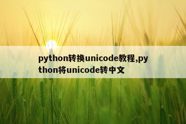 python转换unicode教程,python将unicode转中文